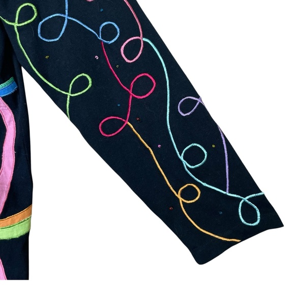 Michael Simon Lite Cardigan Embroidered Under Sea Sequins Open Front Size Medium - Picture 8 of 11